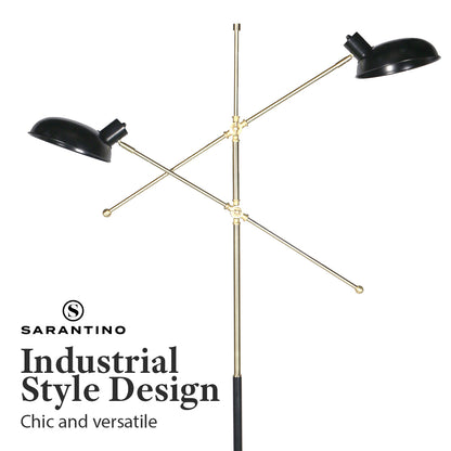 Sarantino Adjustable Two Light Lamp Black and Gold Finish - Home & Garden > Lighting > Night Lights & Ambient Lighting