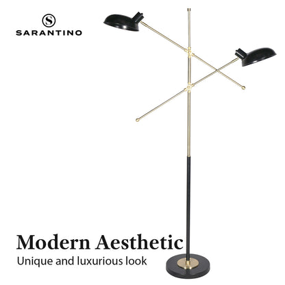 Sarantino Adjustable Two Light Lamp Black and Gold Finish - Home & Garden > Lighting > Night Lights & Ambient Lighting