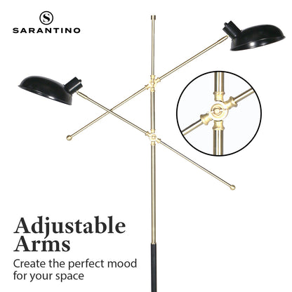 Sarantino Adjustable Two Light Lamp Black and Gold Finish - Home & Garden > Lighting > Night Lights & Ambient Lighting