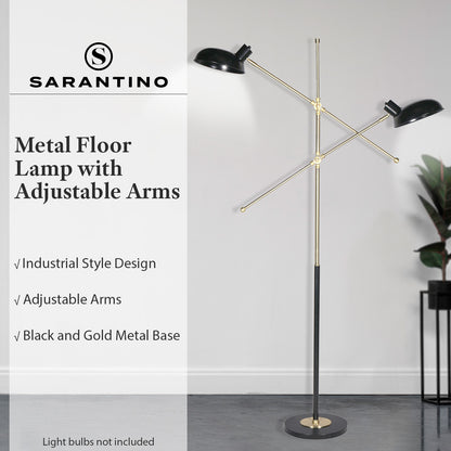 Sarantino Adjustable Two Light Lamp Black and Gold Finish - Home & Garden > Lighting > Night Lights & Ambient Lighting
