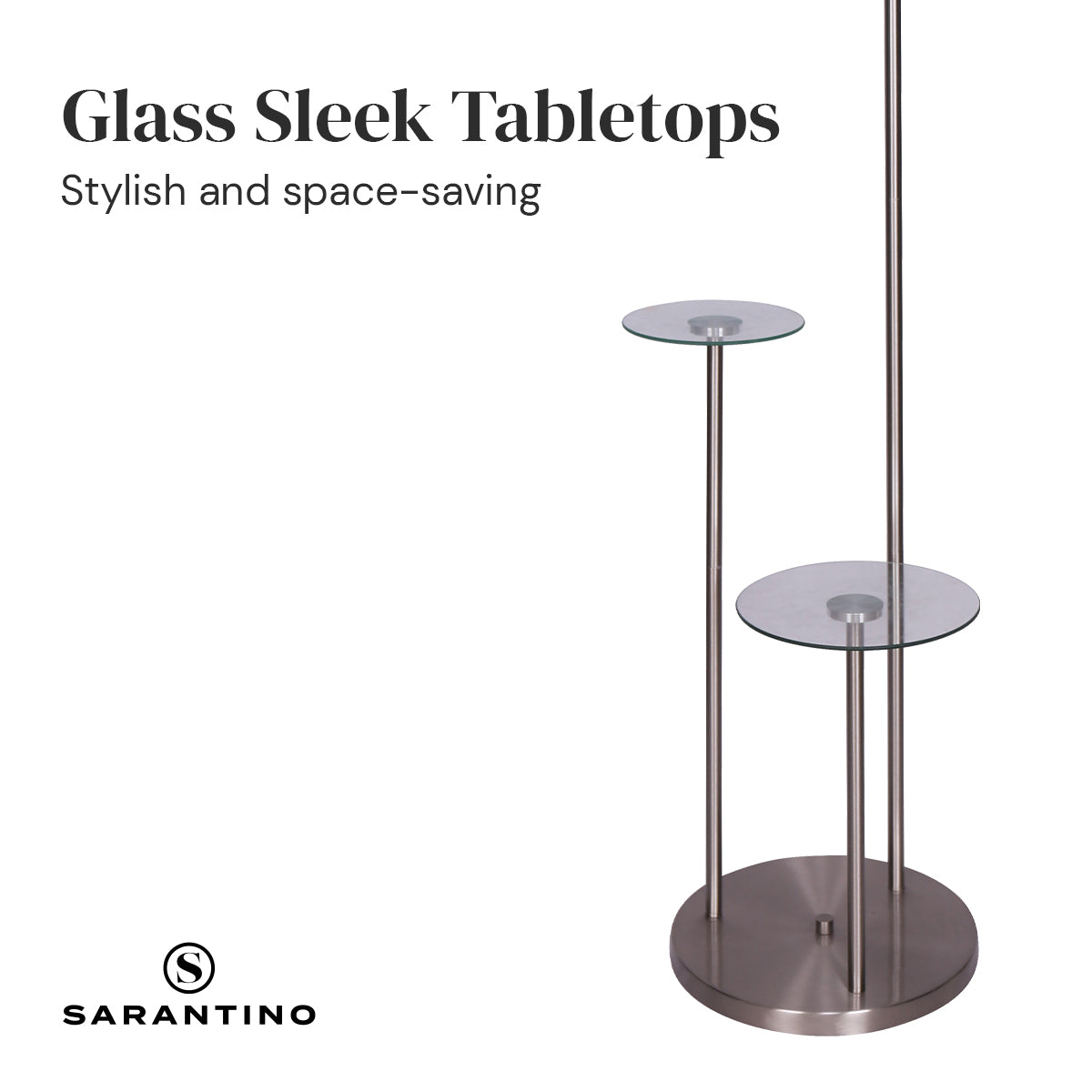 Sarantino Metal Floor Lamp with Glass Shelves Home & Garden > Lighting > Table Lamps