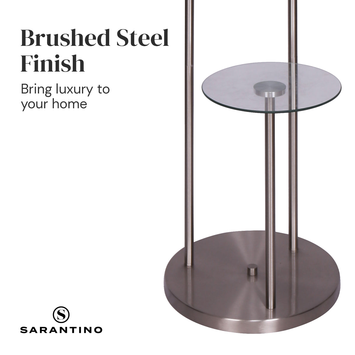 Sarantino Metal Floor Lamp with Glass Shelves Home & Garden > Lighting > Table Lamps