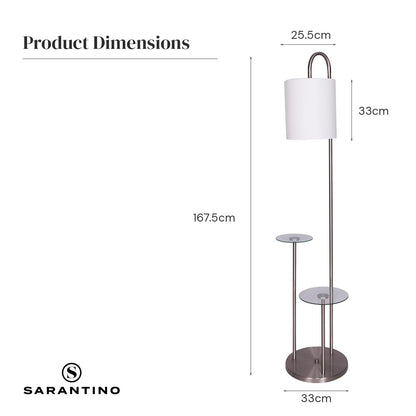 Sarantino Metal Floor Lamp with Glass Shelves Home & Garden > Lighting > Table Lamps