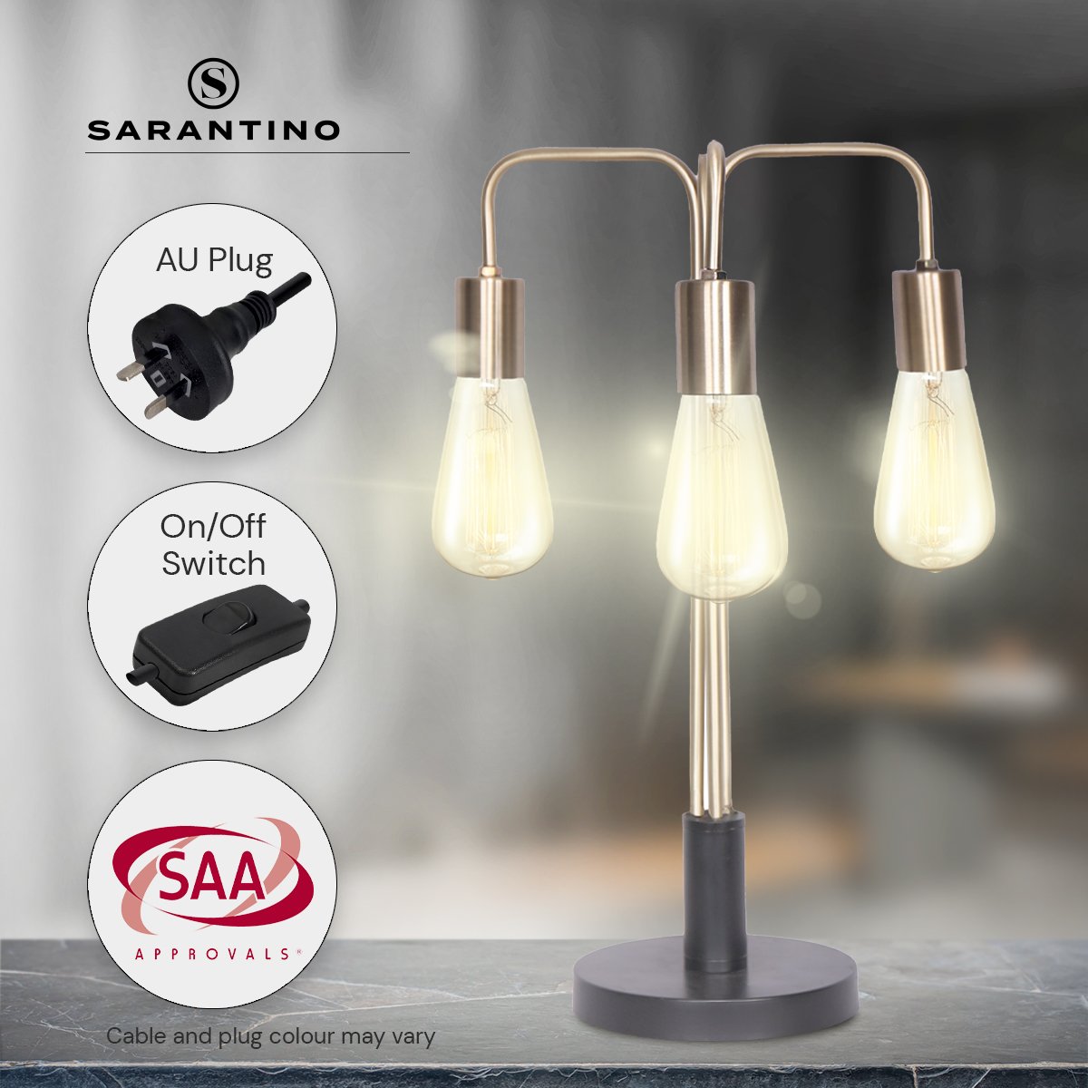 Sarantino Exposed Bulb Industrial Table Lamp Home & Garden > Lighting > Table Lamps