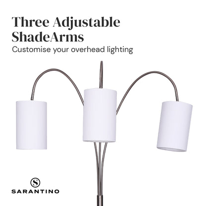 Sarantino 3-Light Metal Arc Floor Lamp - Nickel & Marble Finish - Home & Garden > Lighting > Night Lights & Ambient