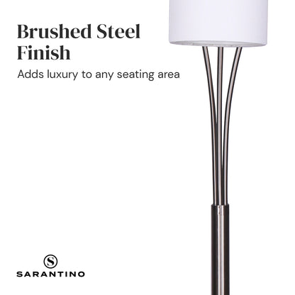 Sarantino 3-Light Metal Arc Floor Lamp - Nickel & Marble Finish - Home & Garden > Lighting > Night Lights & Ambient