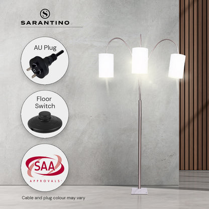 Sarantino 3-Light Metal Arc Floor Lamp - Nickel & Marble Finish - Home & Garden > Lighting > Night Lights & Ambient