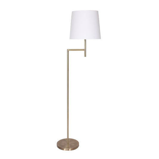 Sarantino Metal Floor Lamp in Antique Brass Finish with Cream Linen Fabric Shade - Home & Garden > Lighting > Night