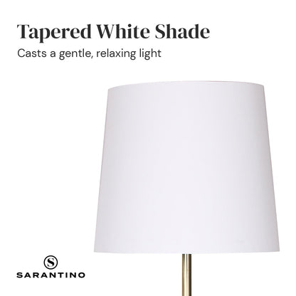Sarantino Metal Floor Lamp in Antique Brass Finish with Cream Linen Fabric Shade - Home & Garden > Lighting > Night