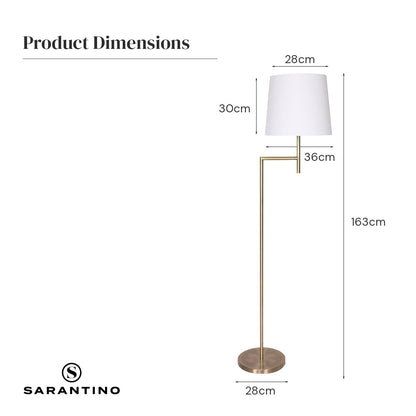 Sarantino Metal Floor Lamp in Antique Brass Finish with Cream Linen Fabric Shade - Home & Garden > Lighting > Night