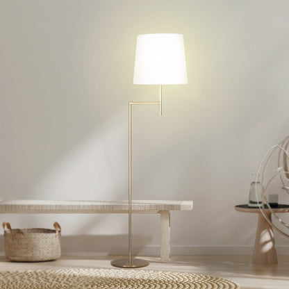 Sarantino Metal Floor Lamp in Antique Brass Finish with Cream Linen Fabric Shade - Home & Garden > Lighting > Night