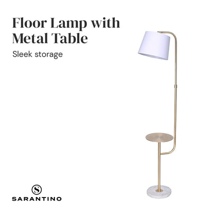Sarantino Marble & Metal End Table Top Floor Lamp - Furniture > Living Room > Coffee Tables