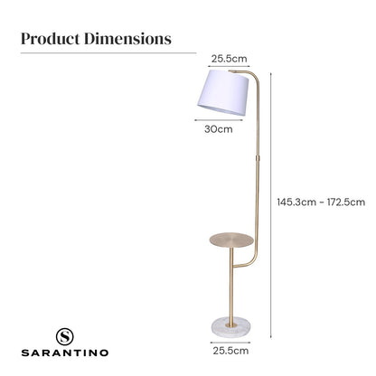 Sarantino Marble & Metal End Table Top Floor Lamp - Furniture > Living Room > Coffee Tables
