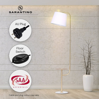 Sarantino Marble & Metal End Table Top Floor Lamp - Furniture > Living Room > Coffee Tables
