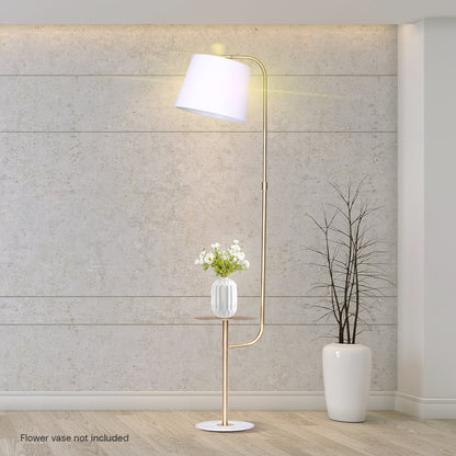 Sarantino Marble & Metal End Table Top Floor Lamp - Furniture > Living Room > Coffee Tables