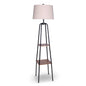 Sarantino Metal Etagere Floor Lamp Shade Metal Shelf in Wood Finish - Home & Garden > Lighting > Night Lights & Ambient