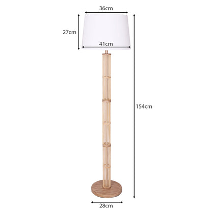 Sarantino Rattan Floor Lamp With Ghost-White Linen Shade - Furniture > Living Room > Ottomans & Footstools