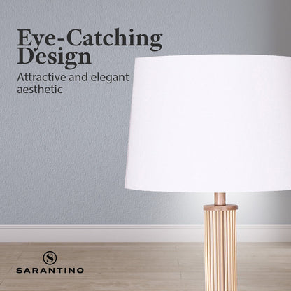 Sarantino Rattan Floor Lamp With Ghost-White Linen Shade - Furniture > Living Room > Ottomans & Footstools