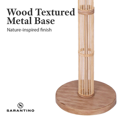 Sarantino Rattan Floor Lamp With Ghost-White Linen Shade - Furniture > Living Room > Ottomans & Footstools