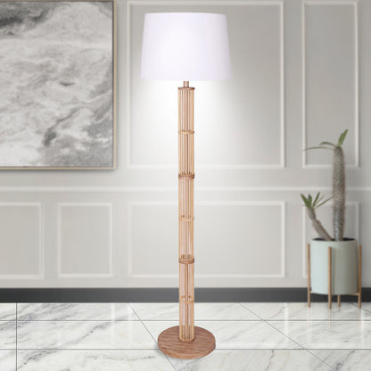 Sarantino Rattan Floor Lamp With Ghost-White Linen Shade - Furniture > Living Room > Ottomans & Footstools