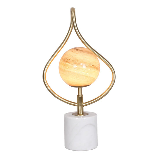 Sarantino Sculptural Orange Glass Table Lamp With White Marble Base - Home & Garden > Lighting > Table Lamps