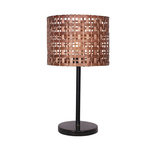 Sarantino Rattan Desk Lamp With Black Marble Base - Home & Garden > Lighting > Table Lamps