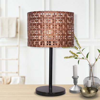 Sarantino Rattan Desk Lamp With Black Marble Base - Home & Garden > Lighting > Table Lamps