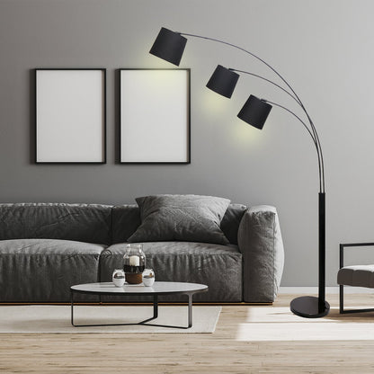 Sarantino 3 Light Arc Floor Lamp Adjustable Black 3 Shades Home & Garden > Lighting > Night Lights & Ambient Lighting