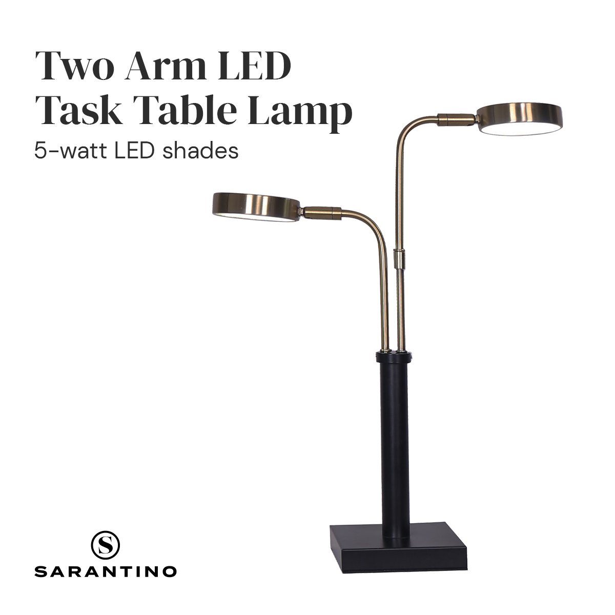 Sarantino LED Metal Table Lamp with 2 Lights Brushed Gold Black Finish Home & Garden > Lighting > Ceiling Lights