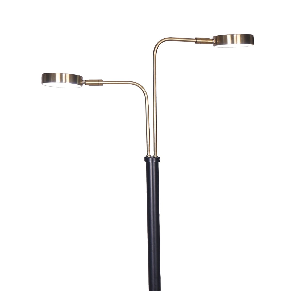 LED Metal Floor Lamp with 2 Lights in Brushed Gold and Black Finish
