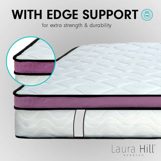 Laura Hill King Mattress Visco Cool Gel Infused Memory Foam Euro Top Pocket Spring 30cm - Furniture > Mattresses >