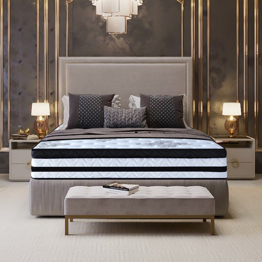 Laura Hill King Single Mattress Bed Size Euro Top 5 Zone Spring Foam 34cm - Furniture > Mattresses > Mattress Toppers