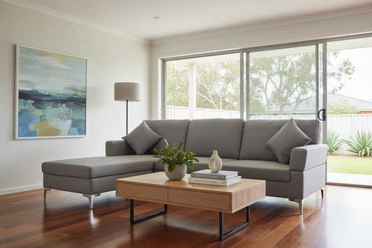 Linen Corner Sofa Couch Lounge L-shape W/right Chaise Seat Dark Grey