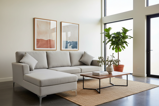 Linen Corner Sofa Couch Lounge L-shape W/right Chaise Seat Light Grey