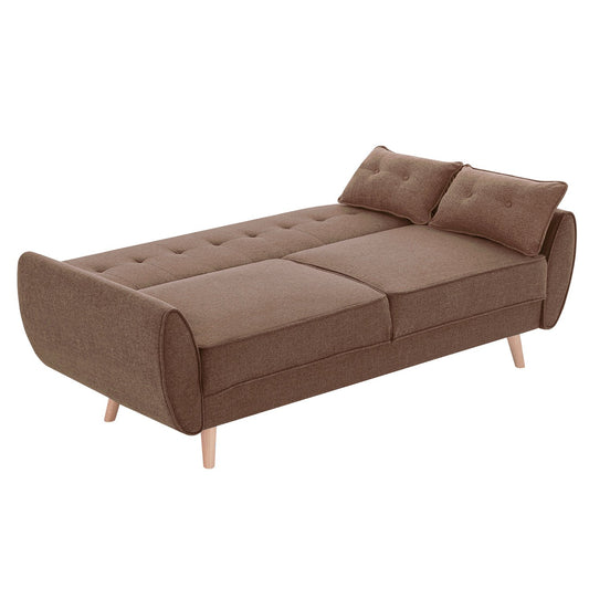 3 Seater Modular Linen Fabric Sofa Bed Couch Futon Suite - Brown - Furniture > Sofas > Sofas & Sofa Beds