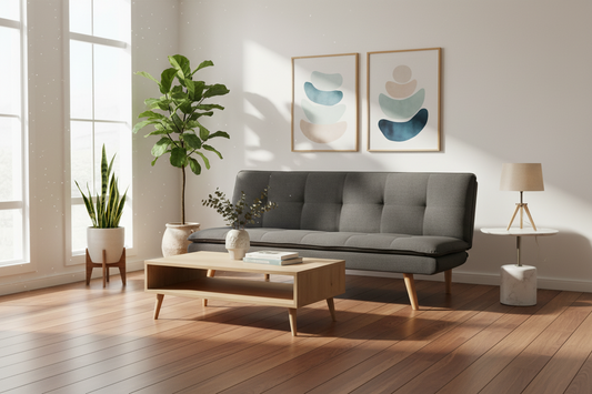 3 Seater Linen Sofa Bed Couch Lounge Futon - Dark Grey