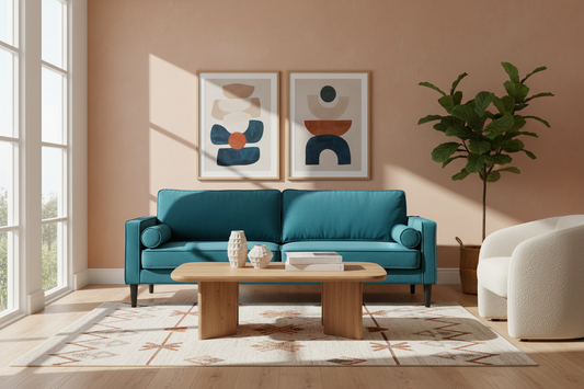 Faux Velvet Sofa Bed Couch Furniture Lounge Suite Seat Blue