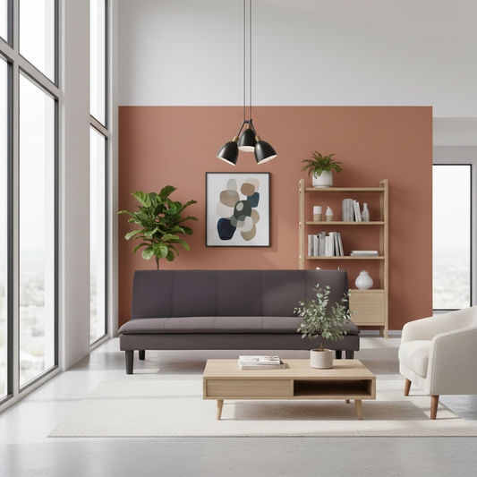 3 Seater Modular Faux Linen Fabric Sofa Bed Couch - Black