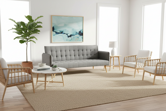 3 Seater Modular Linen Fabric Sofa Bed Couch Armrest Grey