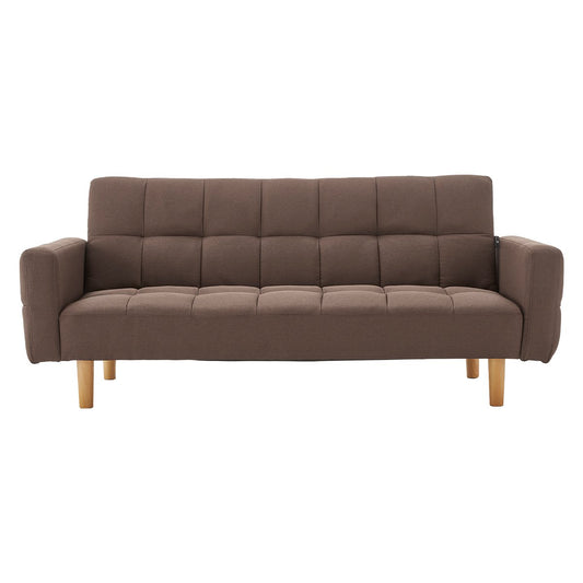 Sarantino 3-Seater Fabric Sofa Bed Futon - Brown - Furniture > Sofas > Sofas & Sofa Beds