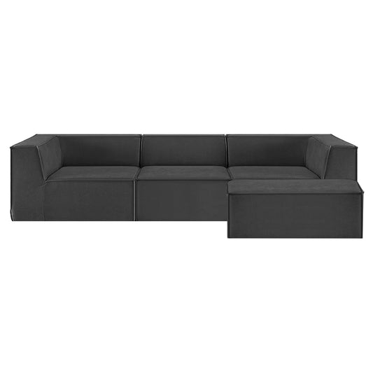 Sarantino Novi 3-Seater Modular Sofa with Ottoman in Black Non-Slip Bottom Lounge - Furniture > Sofas > Sofas & Sofa