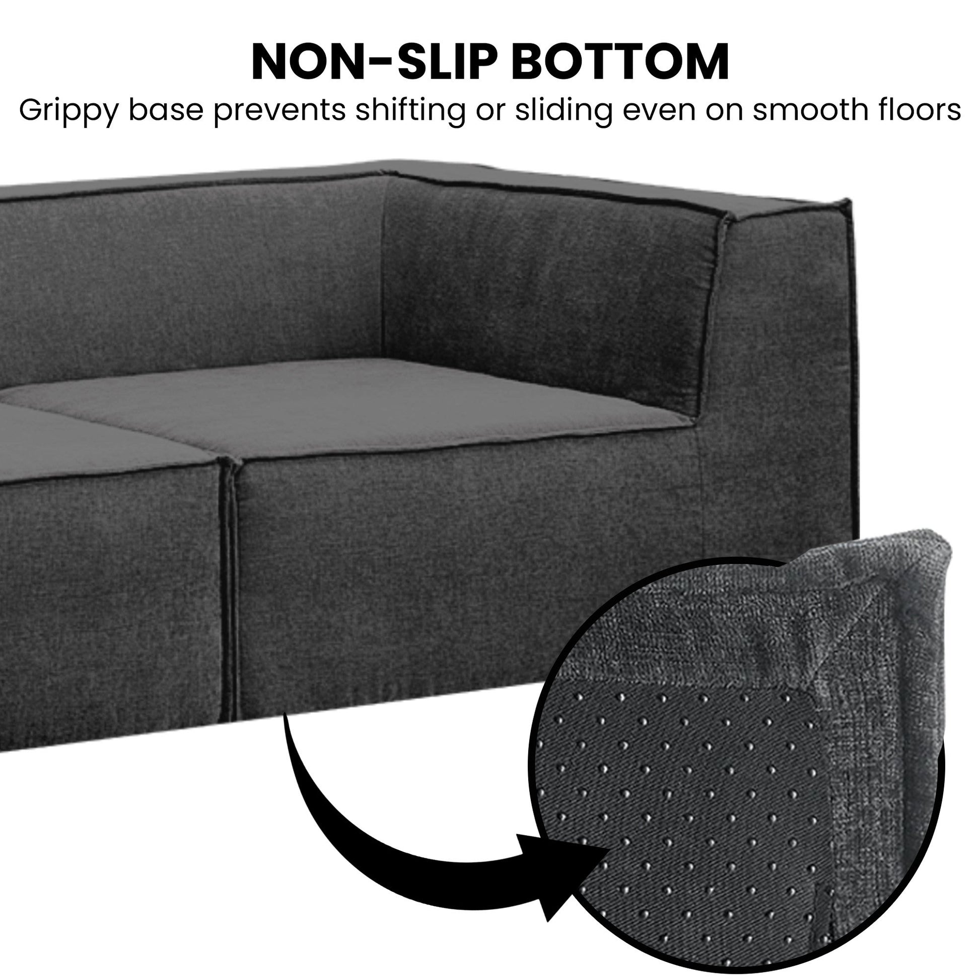Sarantino Novi 3-Seater Modular Sofa with Ottoman in Black Non-Slip Bottom Lounge - Furniture > Sofas > Sofas & Sofa
