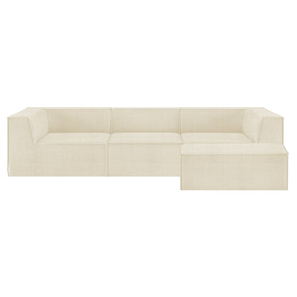 Sarantino Novi 3-Seater Modular Sofa with Ottoman in Cream Non-Slip Bottom Lounge - Furniture > Sofas > Sofas & Sofa