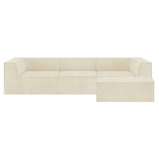 Sarantino Novi 3-Seater Modular Sofa with Ottoman in Cream Non-Slip Bottom Lounge - Furniture > Sofas > Sofas & Sofa