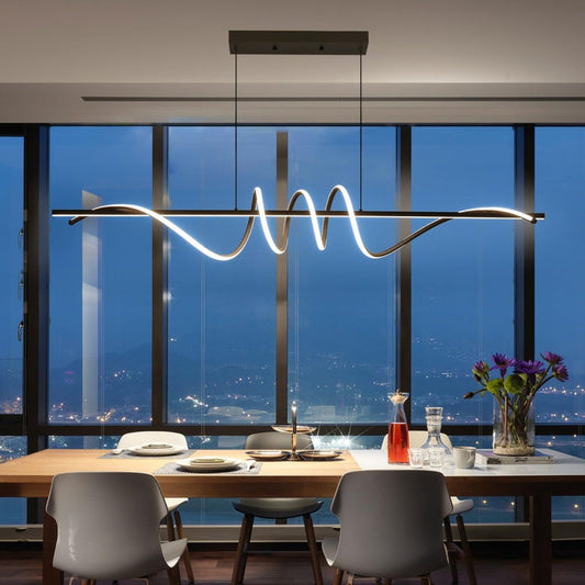 Modern LED Linear Pendant Lights with Dimmable LED  (160cm/180cm-Black) 1.8 Meters