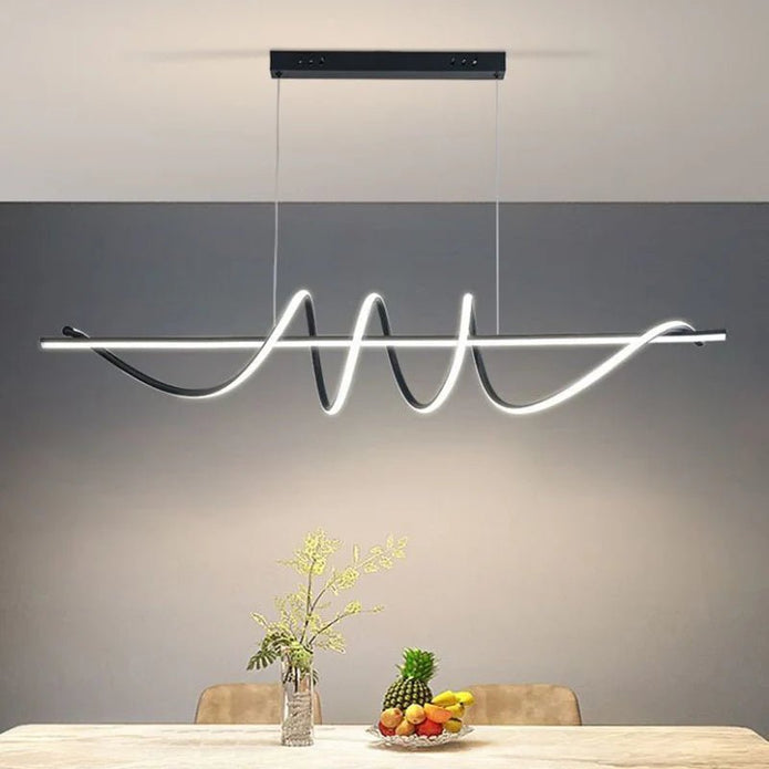 BAMDECOR A202 Modern LED Linear Pendant Lights with Dimmable LED  (160cm/180cm-Black) 1.8 Meters
