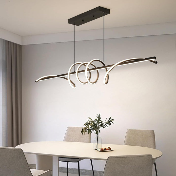 BAMDECOR A202 Modern LED Linear Pendant Lights with Dimmable LED  (160cm/180cm-Black) 1.8 Meters