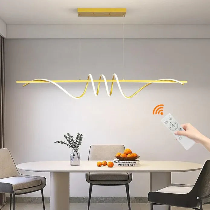 Modern LED Linear Pendant Lights with Dimmable LED  180cm-Gold