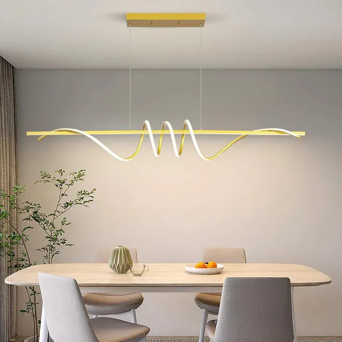 Modern LED Linear Pendant Lights with Dimmable LED  180cm-Gold