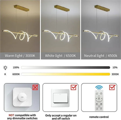 Modern LED Linear Pendant Lights with Dimmable LED  180cm-Gold